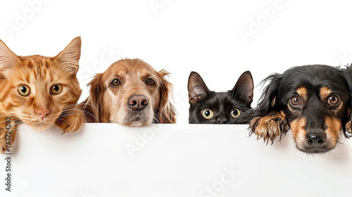 Dogs and Cats Peeking Over Web Banner © 沈军 贡
