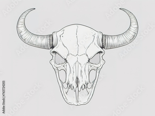 Buffalo skull. isolated on white background