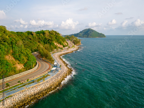 Chantaburi Province Thailand, Road along the beach and ocean