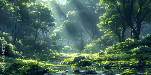 Beautiful forest scene, generative ai