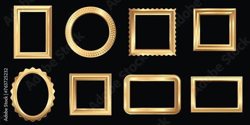 golden luxury frame concept, golden luxury frame vector design, golden realistic luxury frame collection.