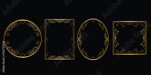 golden luxury frame concept, golden luxury frame vector design, golden realistic luxury frame collection.