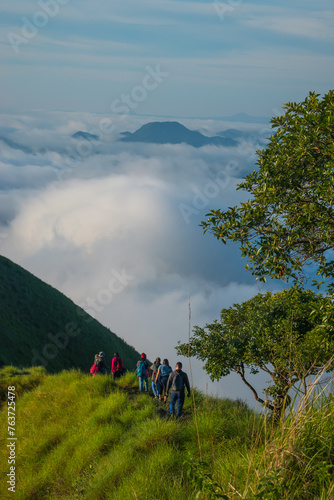 hiking in the mountains