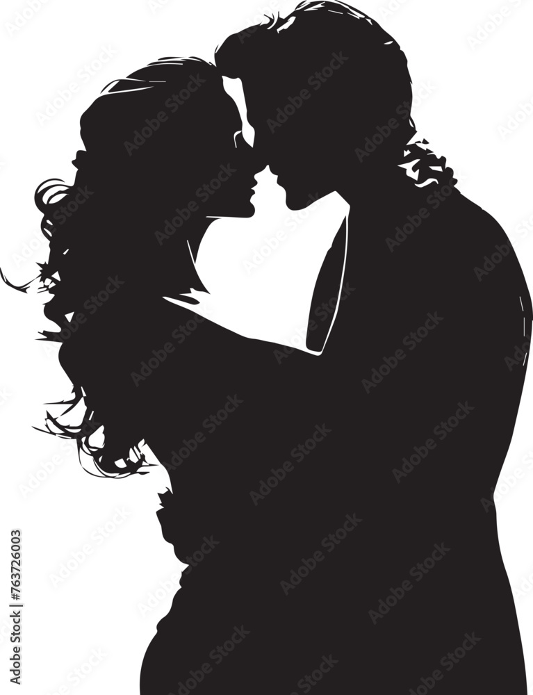 Romantic young couple silhouettes