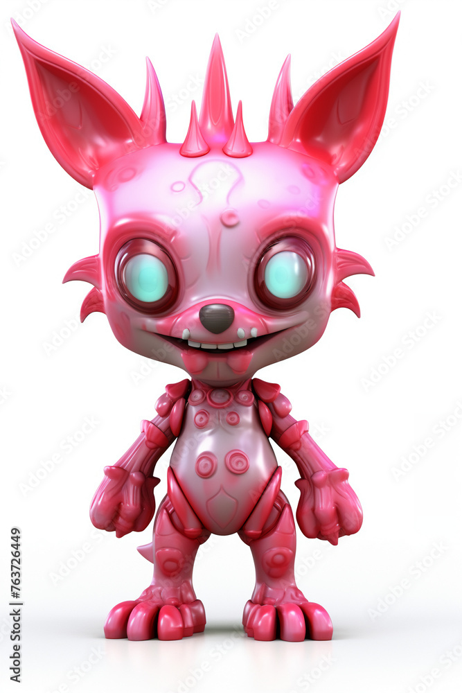 Fototapeta premium 3D cartoon fox, mischievous charm, isolated on white