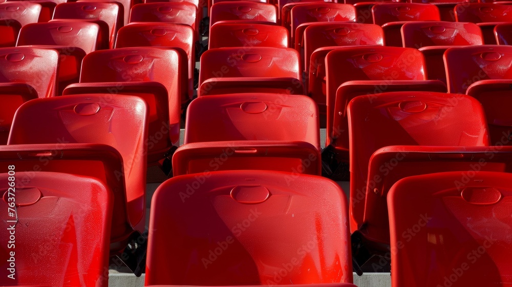 Fototapeta premium The rows of plastic seats offer a comfortable and durable place for fans to watch the game.