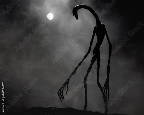 A humanoid creature with elongated limbs. photo