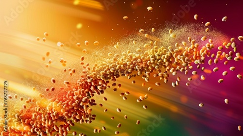 Soybeans exploding into a spectrum of colors. photo