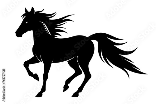 black-horse-power-silhouette-with-white-background . © mk graphics