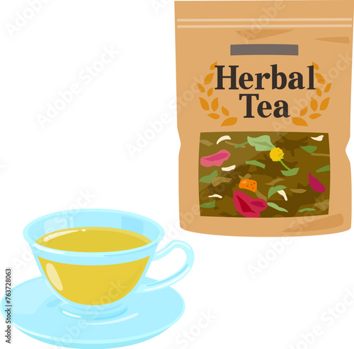 袋入りのハーブティーの茶葉