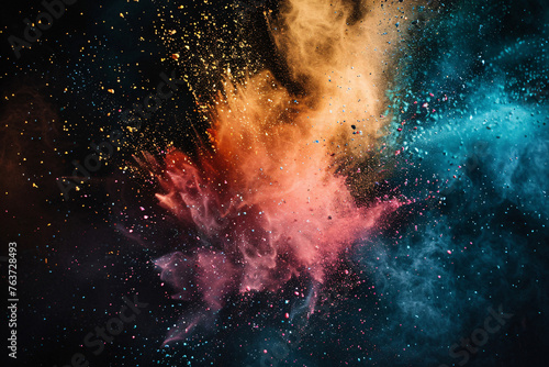 Colorful dust explosion background texture, colorful powder explosion dust splash concept illustration © lin