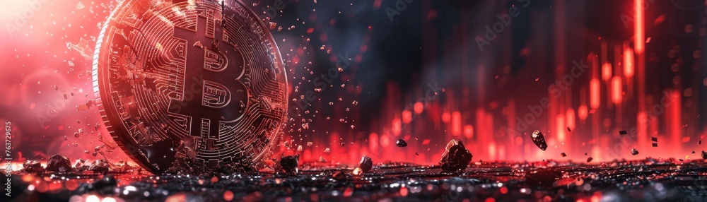 Melting Bitcoin amid Red Market Charts, Volatility in Cryptocurrency Investments

