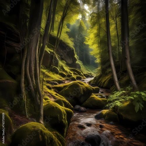 ravine in the forest photo