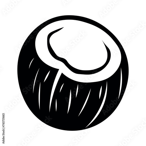 black vector coconut icon on white background