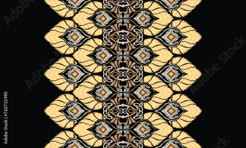 Hand draw Ikat floral paisley embroidered.geometric ethnic oriental pattern traditional.Aztec style abstract vector illustration.great for textiles, banners, wallpapers, wrapping vector design.