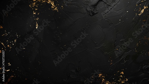 Opulent black textured background with golden flecks, offering a luxurious and sophisticated canvas for design.