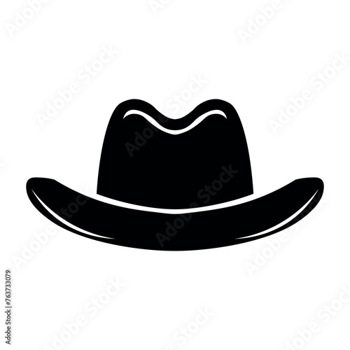 black vector cowboy hat icon on white background