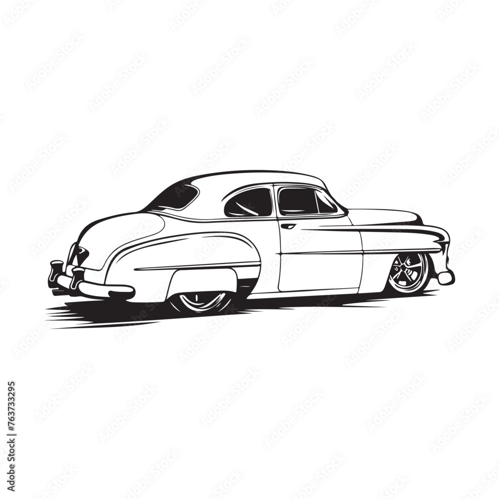Retro car side view isolated on white background Vintage vehicle Stock Vector