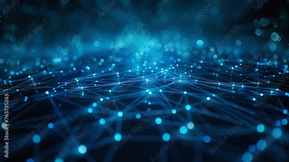 Fototapeta premium Blockchain network glowing overhead