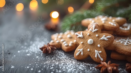  Close-up of cookie group, Christmas tree, and background lights