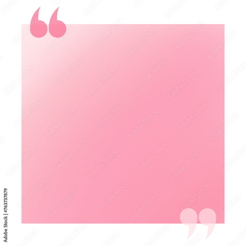 Transparent Pink Gradient Square Text Frame with Quotation Marks