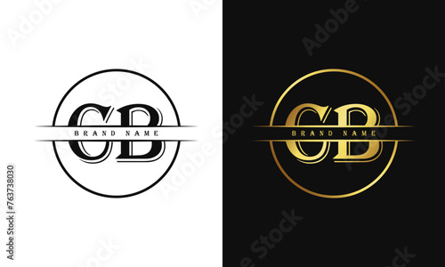 Elegant, Luxurious, Professional and minimal CB letters monogram icon design in bright golden color.
