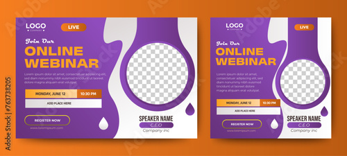 Live webinar online business conference web banner and social media cover template design