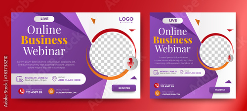 Live webinar online business conference web banner and social media cover template design	