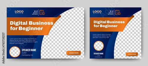 Live webinar online business conference web banner and social media cover template design © ahmad
