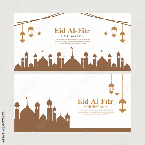 Flat eid al-fitr horizontal banners pack