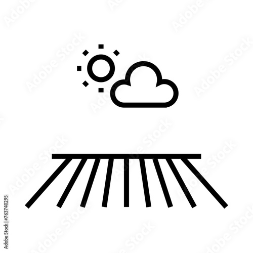 Agricultural field icon. Agricultural landscape during the day
