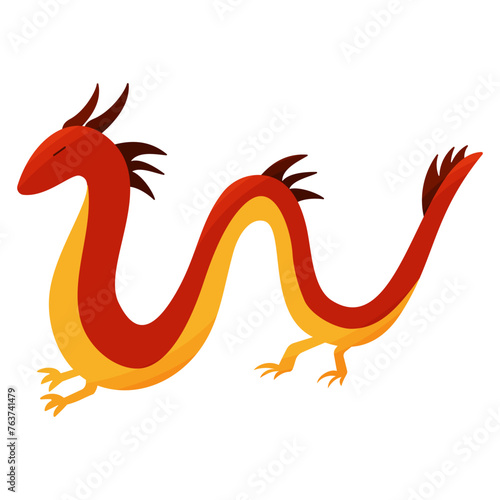 Chinese dragon icon. Traditional symbol of Asia. Holidays Festivals and weekends. Keepers of treasures fertility life light strength wisdom. Hand drawn vector illustration. Lizard snake cold blooded
