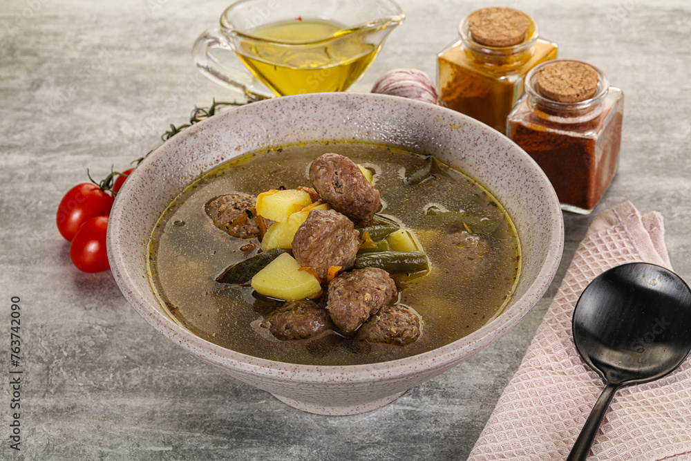 Soup with meatball and potato Soup with meatball and potato