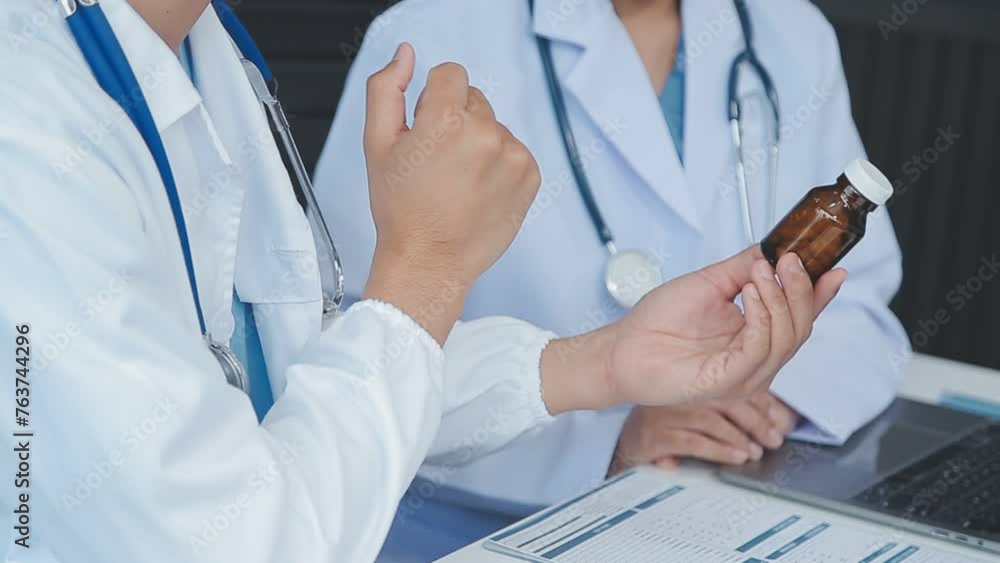 Medical, meeting and laptop for team in office in discussion, brainstorming and planning. Doctor, nurse and computer on desk show diversity in collaboration, teamwork or workshop for data analytics