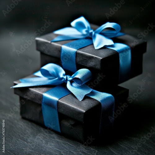 Dark gift box with ribbon