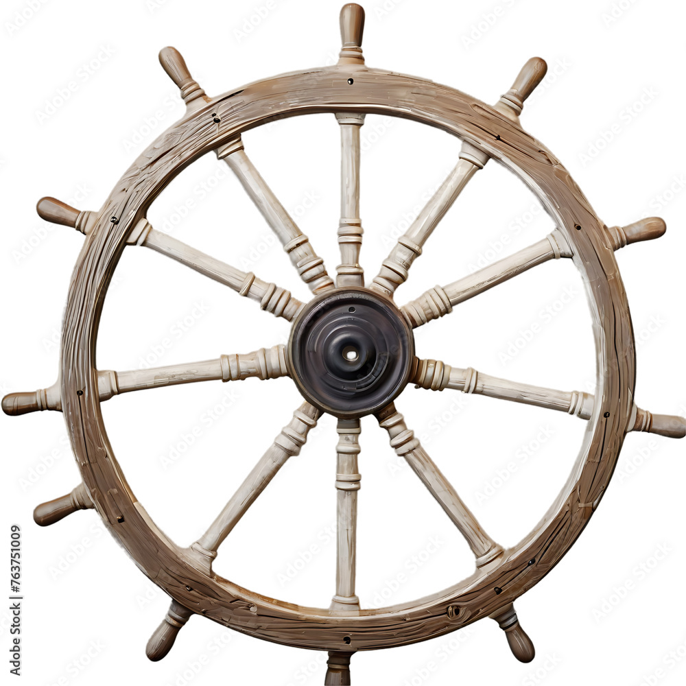Weathered wooden ship wheel, isolated on transparent background Transparent Background Images 