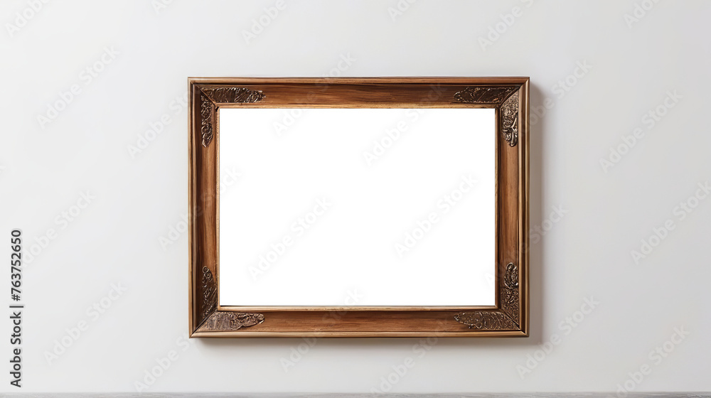 wooden frame on a white wall wooden frame on a white wall