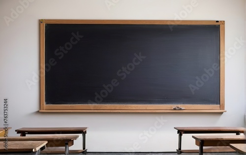 Blank blackboard with chalk on blackboard classroom