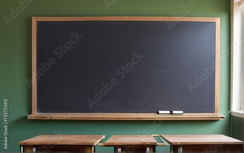 Blank blackboard with chalk on blackboard classroom