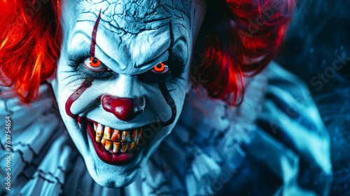 Close Up of a Clowns Face With Red Hair