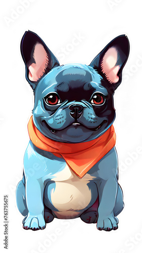 Sticker Smiling Cartoon French Bulldog Illustration, French Bulldog Transparency © atosuwan
