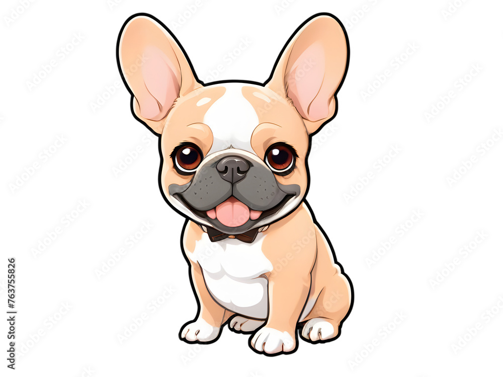 Sticker Smiling Cartoon French Bulldog Illustration, French Bulldog Transparency Sticker Smiling Cartoon French Bulldog Illustration, French Bulldog Transparency