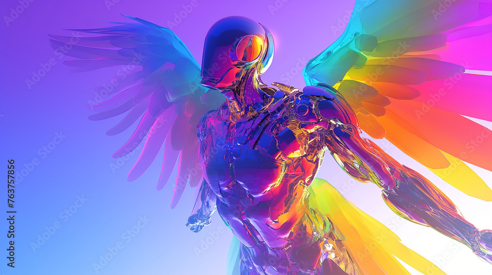 Fototapeta premium AI art, colorful android background