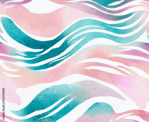 The abstract fluid wave pattern in gradients of light pink and light green