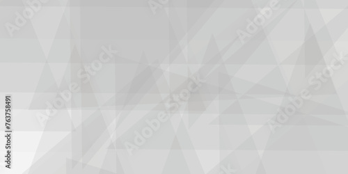 Abstract background with white and gray geometric style simple lines and corners. White background design with layers of textured white transparent material in triangle polygon technology concept.