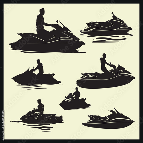 Black  silhouette jet ski vector
