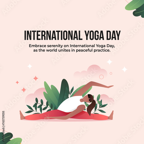 Woman practicing yoga on a ...