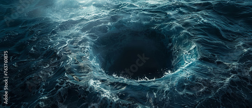 Conceptual image of a bottomless pit, symbolizing hopelessness, stark and profound photo