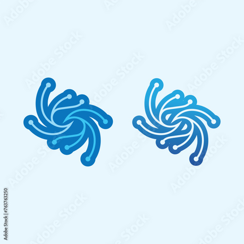 wave and water Isolated round shape logo Blue color Sea, ocean, river surface