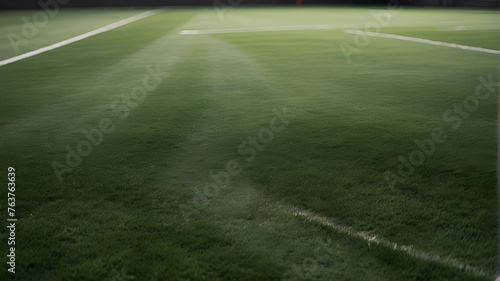 Photorealistic Images"Soccer field lines captured in a photorealistic style, showcasing the intricate details of the field markings. The background features a view of the soccer pitch  © Waqasiii_Arts 
